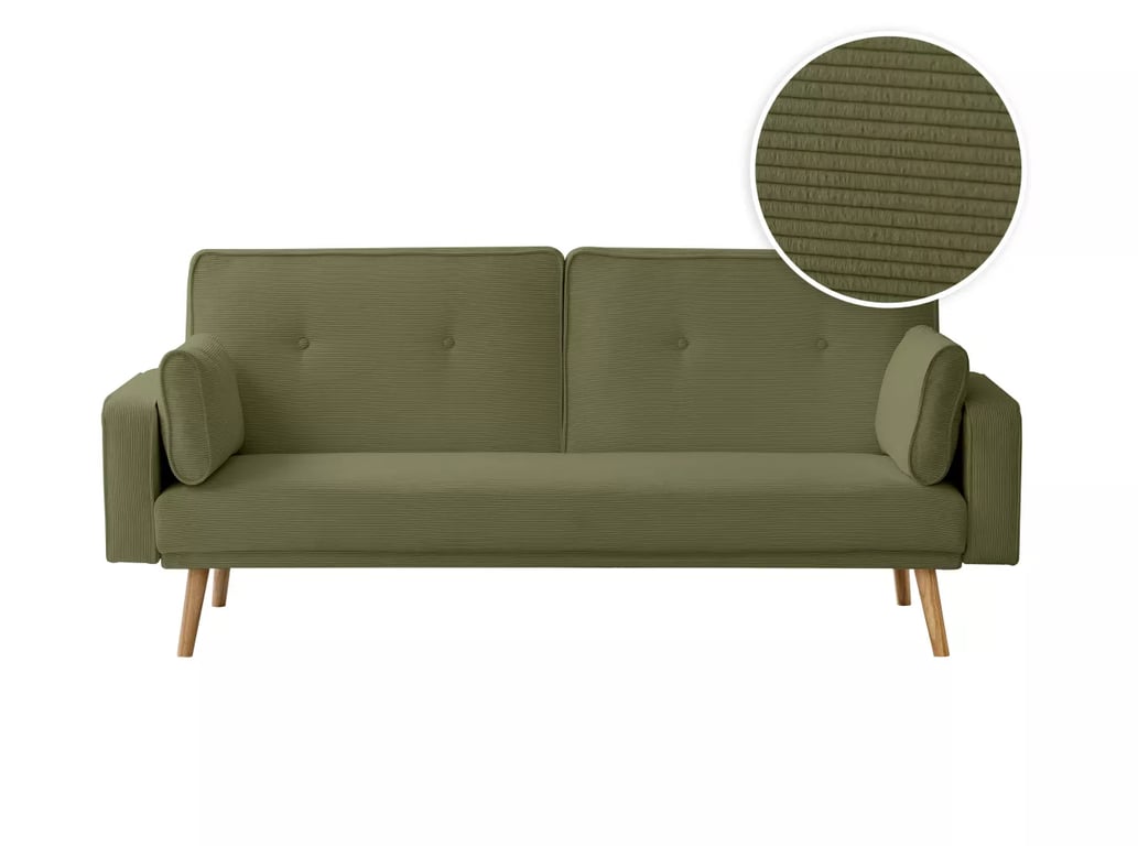 Canapé droit scandinave ELGA convertible 3 places en velours côtelé - Vue supplémentaire 1