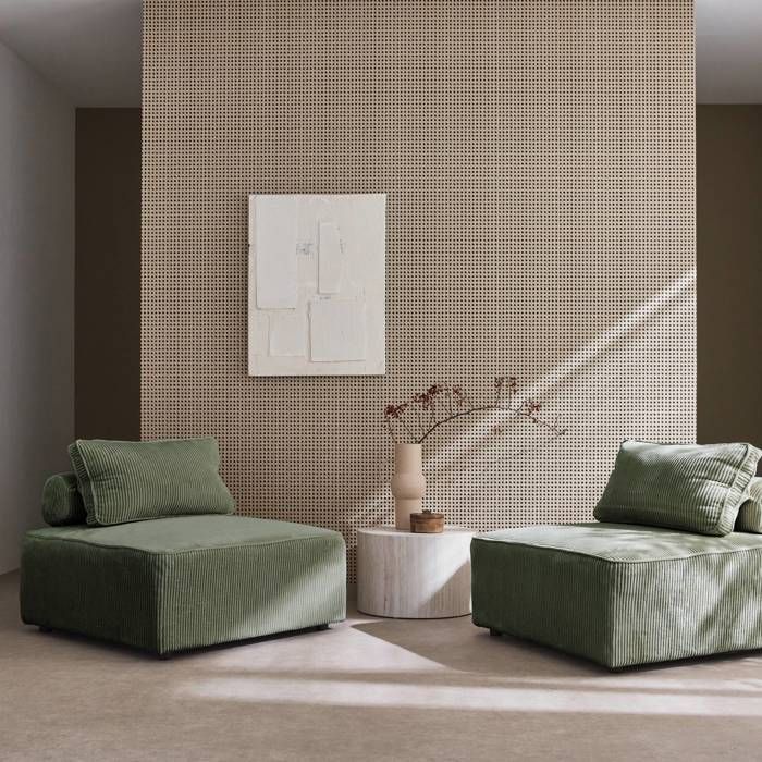 Produit similaire: Lot de 2 chauffeuses  pour canapé modulable velours côtelé vert avec un coussin