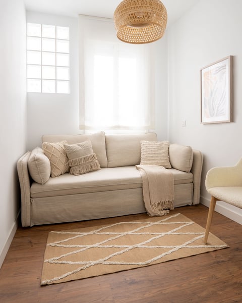 Tanit - Canapé convertible 3 places tissu blanc