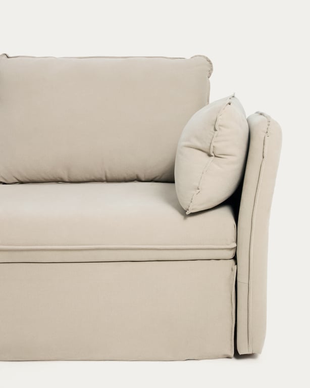 Tanit - Canapé convertible 3 places tissu blanc - Vue supplémentaire 2