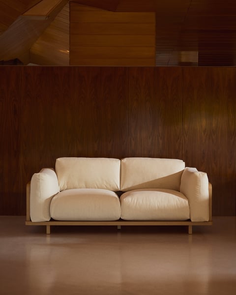 Oaq - Canapé 3 places tissu beige