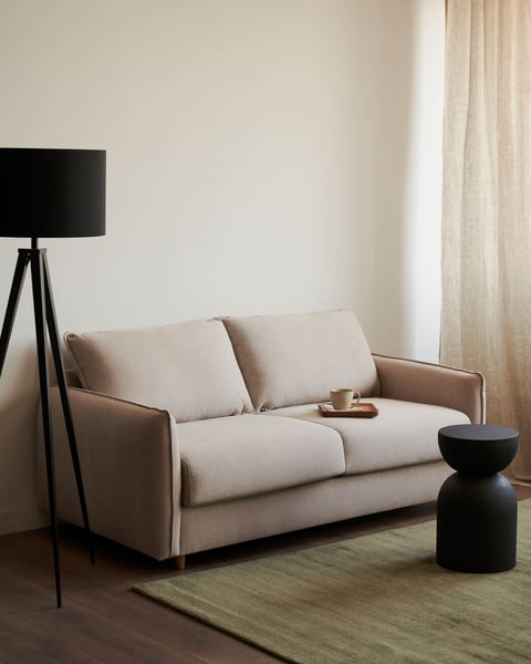 Carlota - Canapé convertible 2 places tissu texturé beige