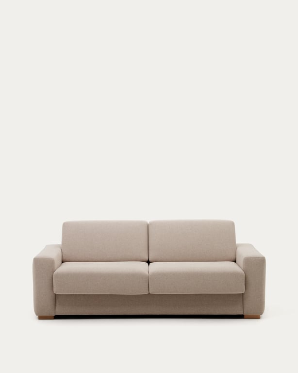Canapé-lit Anley 3 places beige avec pieds en bois de hêtre 224 cm FSC Mix Credit