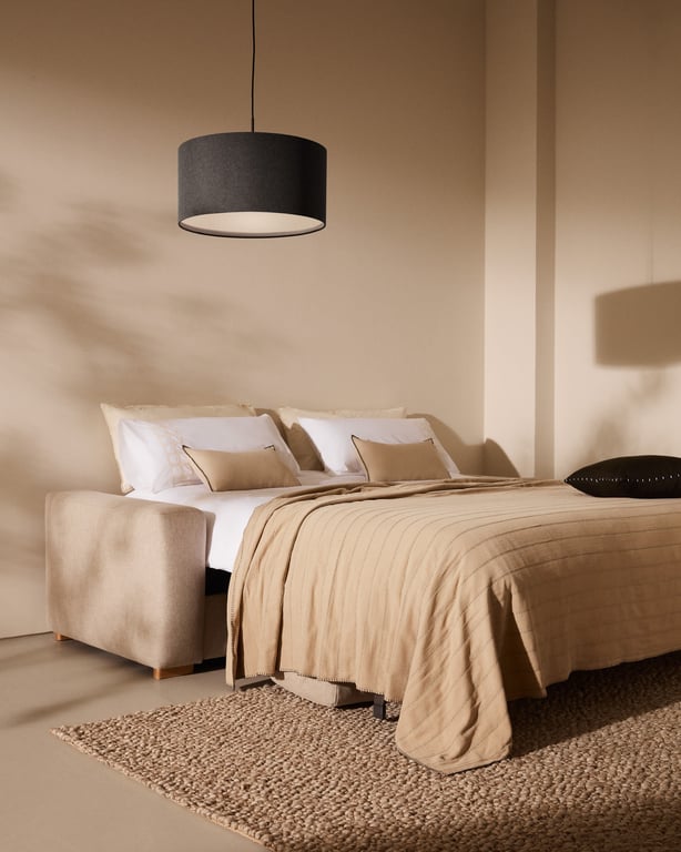 Anley - Canapé convertible 3 places tissu texturé beige - Vue supplémentaire 2