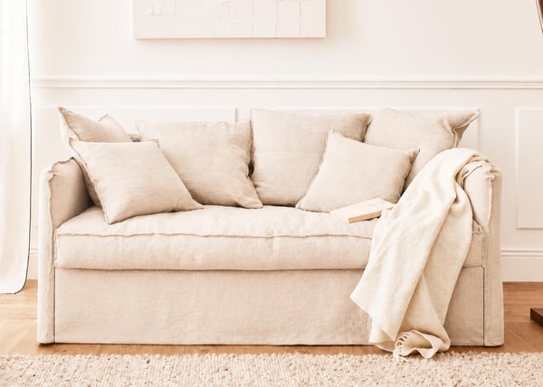 Olia - Canapé convertible 3 places lin beige