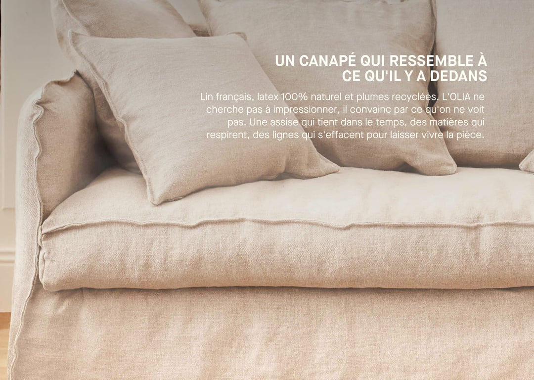 Olia - Canapé 3 places lin beige - Vue supplémentaire 1