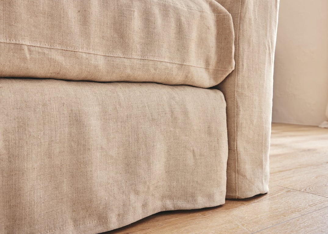 Leno - Canapé d'angle fixe 3 places lin beige - Vue supplémentaire 2