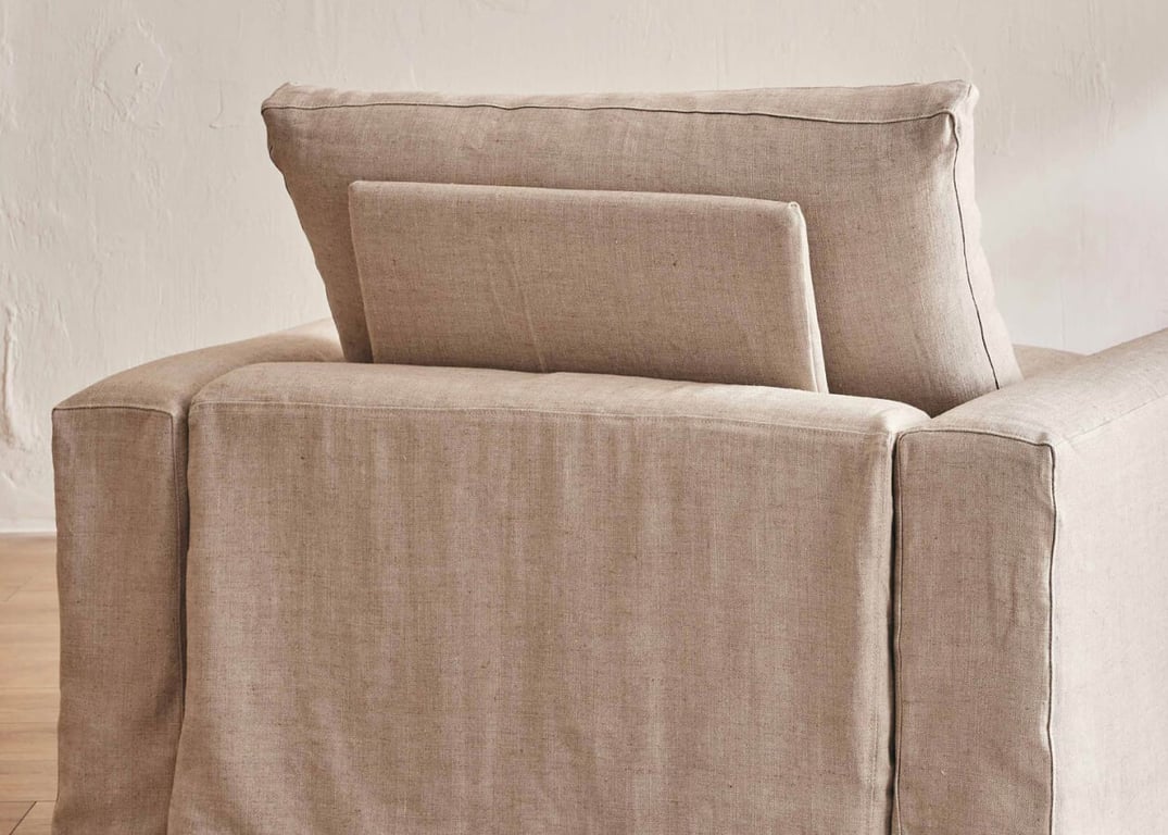 Leno - Canapé d'angle fixe 3 places lin beige - Vue supplémentaire 3