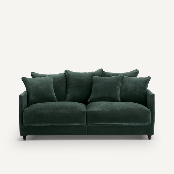 Lazare canapé convertible 3 places compact velours vert tsar