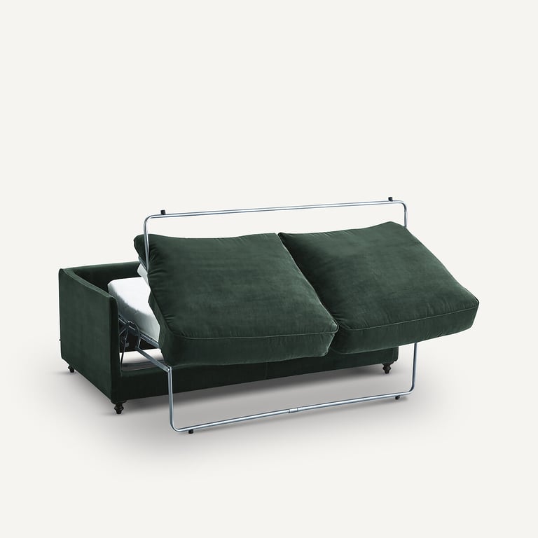 Lazare canapé convertible 3 places compact velours vert tsar - Vue supplémentaire 1