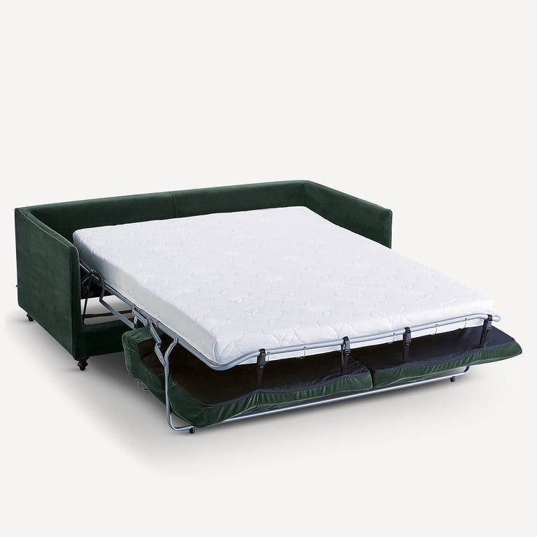 Lazare canapé convertible 3 places compact velours vert tsar - Vue supplémentaire 2