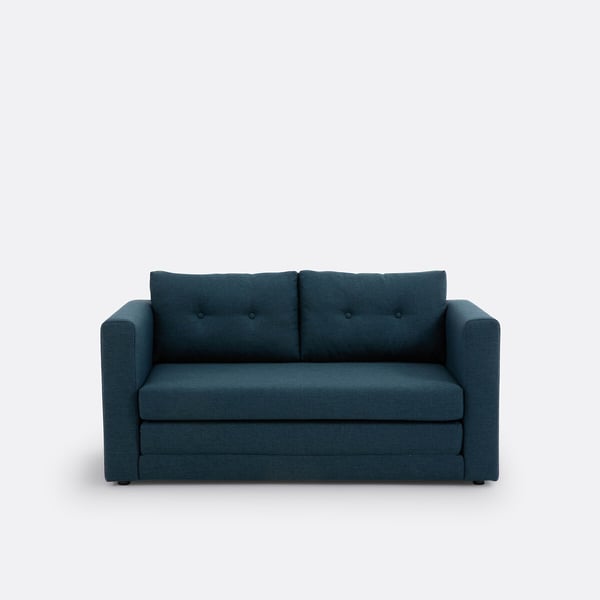 Udel - Canapé convertible 2 places tissu texturé bleu