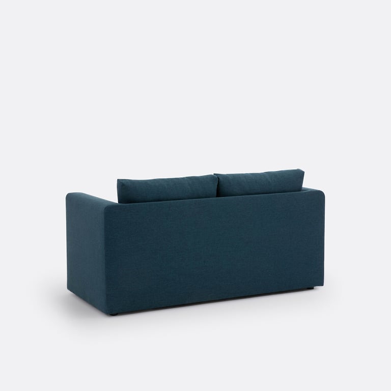 Udel - Canapé convertible 2 places tissu texturé bleu - Vue supplémentaire 2