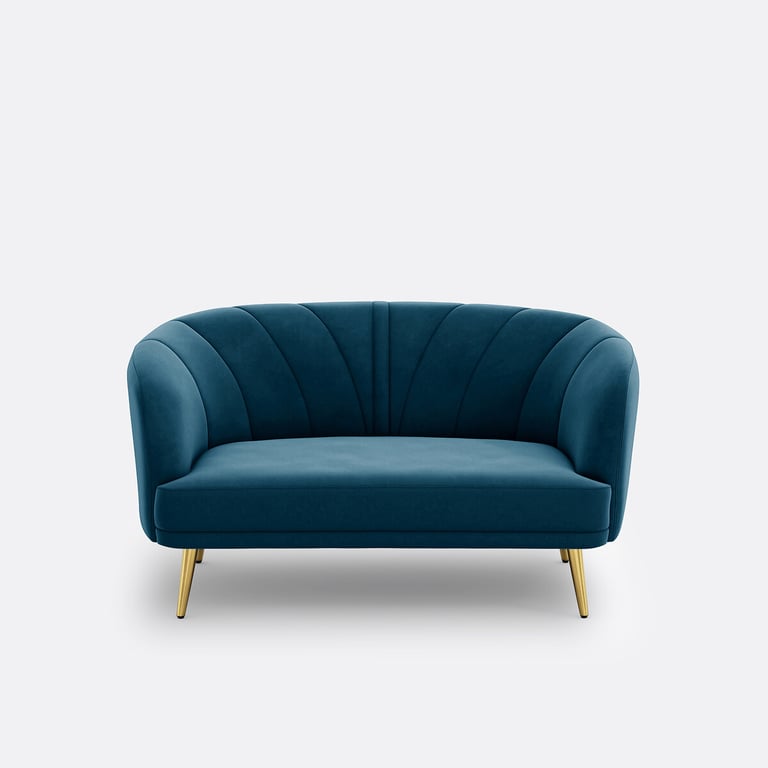 Leone - Banquette 3 places velours bleu canard - Vue supplémentaire 1
