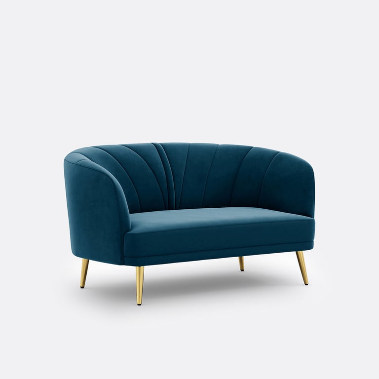 Leone - Banquette 3 places velours bleu canard - Vue supplémentaire 3