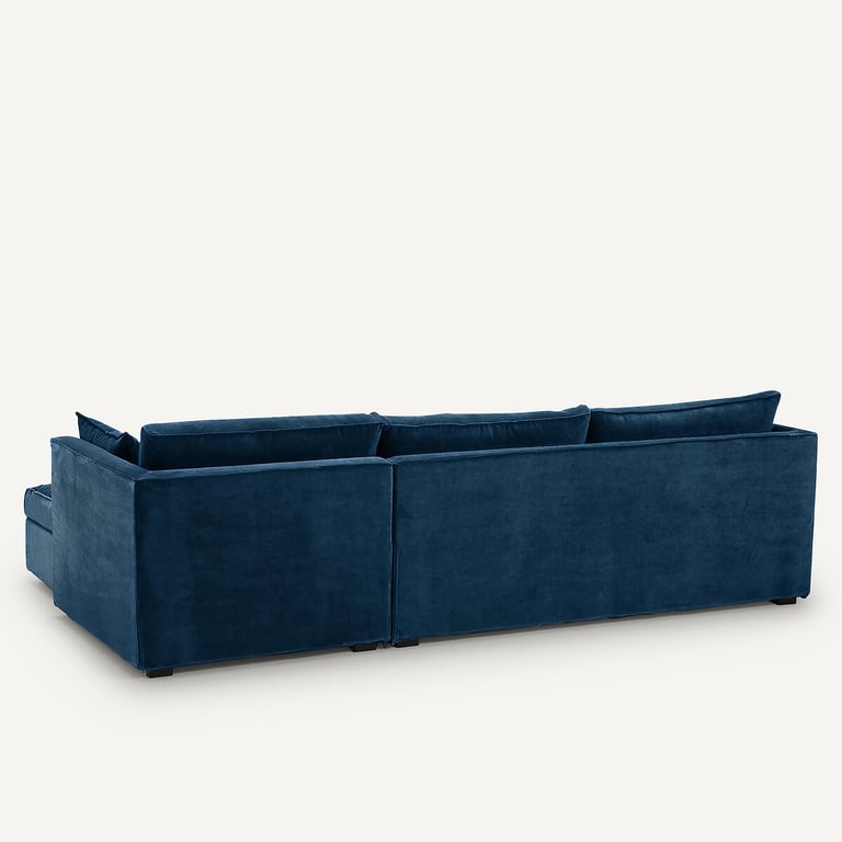 Camille canapé d'angle fixe velours bleu canard - Vue supplémentaire 3