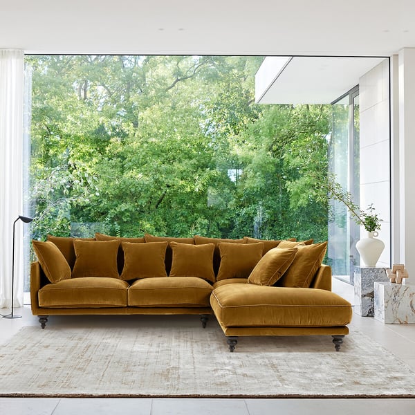 Lazare canapé d'angle fixe 4 places velours bronze