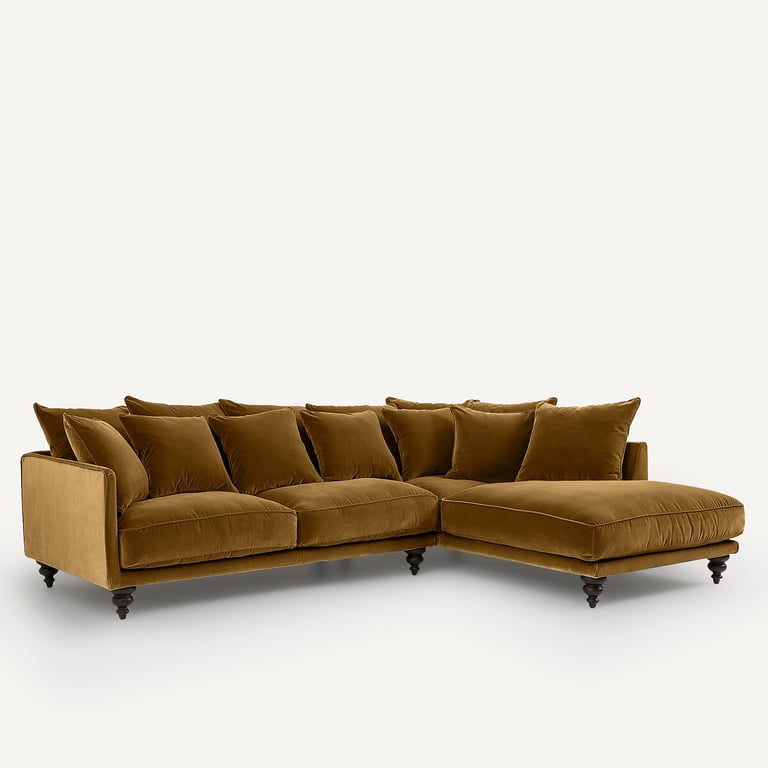 Lazare canapé d'angle fixe 4 places velours bronze - Vue supplémentaire 2