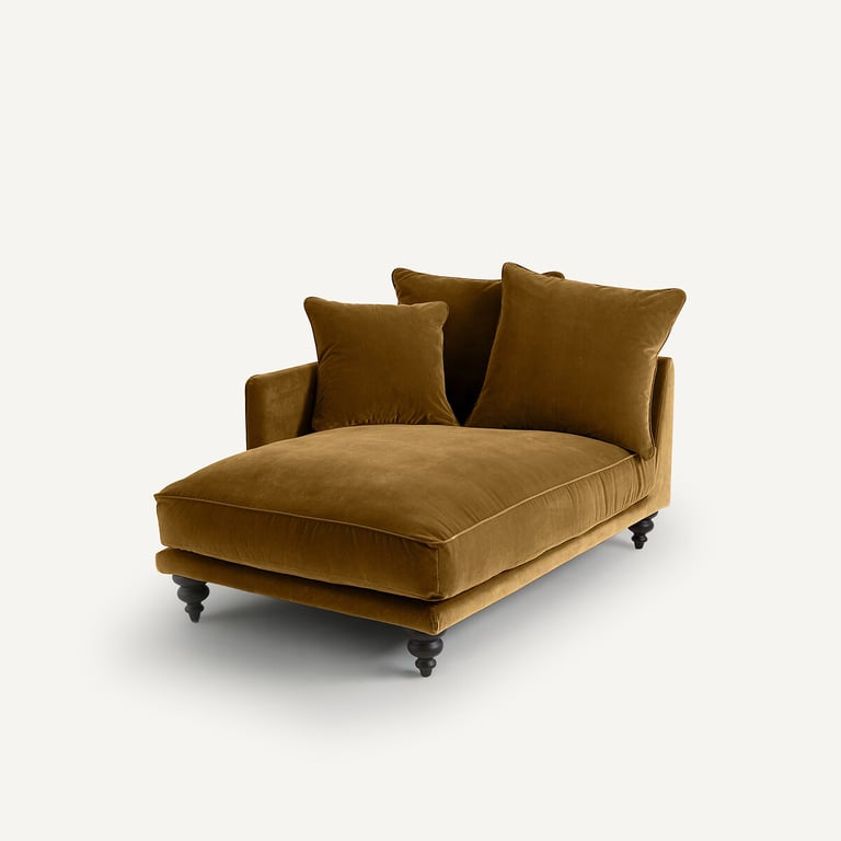 Lazare méridienne velours marron - Vue supplémentaire 1