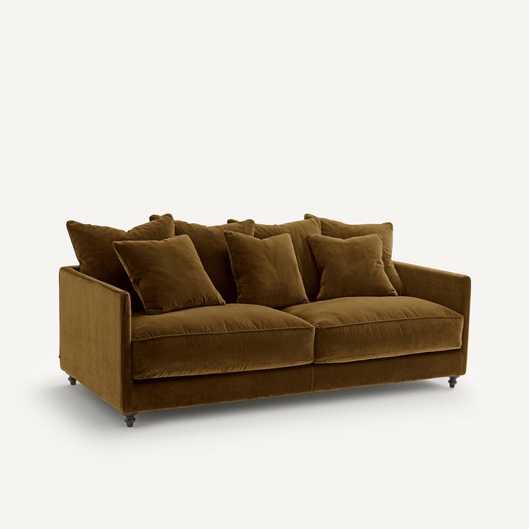Lazare canapé convertible 3 places velours marron - Vue supplémentaire 3