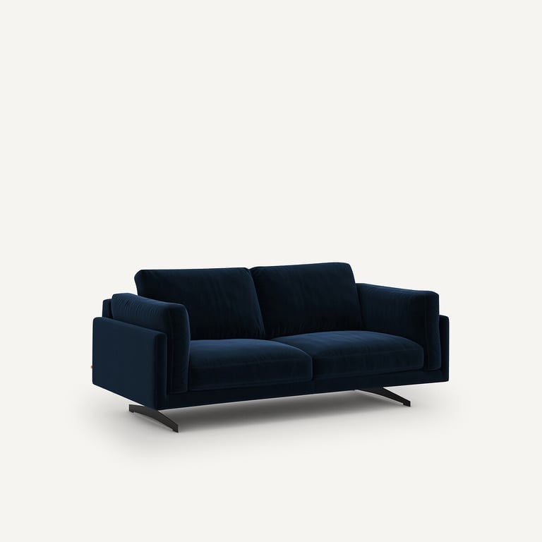 César canapé 2 places velours bleu - Vue supplémentaire 1