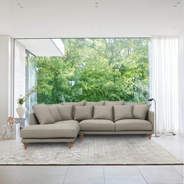 Lazare - Canapé d'angle tweed beige