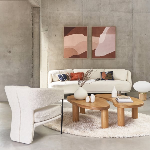 ARO canapé 5 places en bouclette beige
