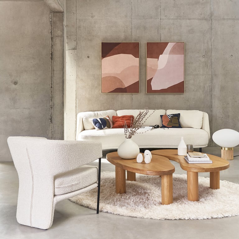 ARO canapé 5 places en bouclette beige - Vue supplémentaire 1