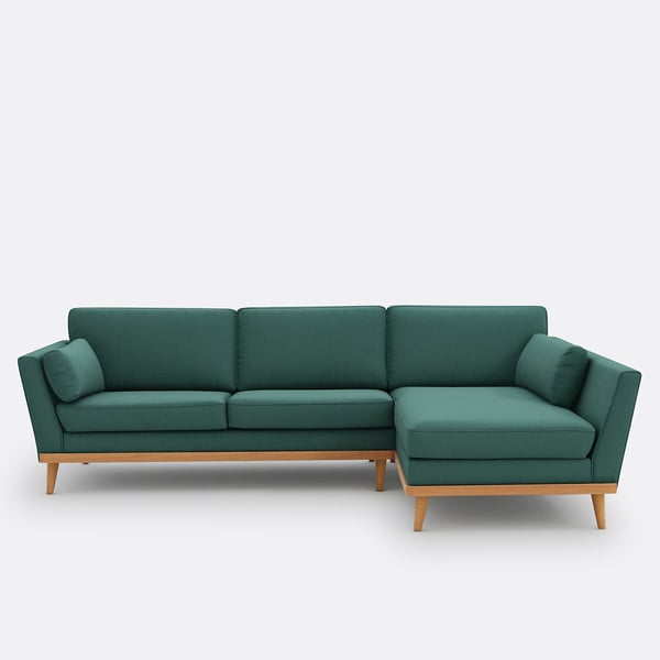 Tasie canapé d'angle fixe 3 places coton-polyester vert