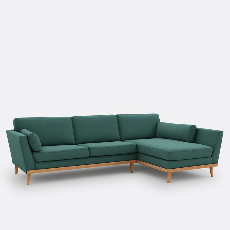 Tasie canapé d'angle fixe 3 places coton-polyester vert - Vue supplémentaire 2