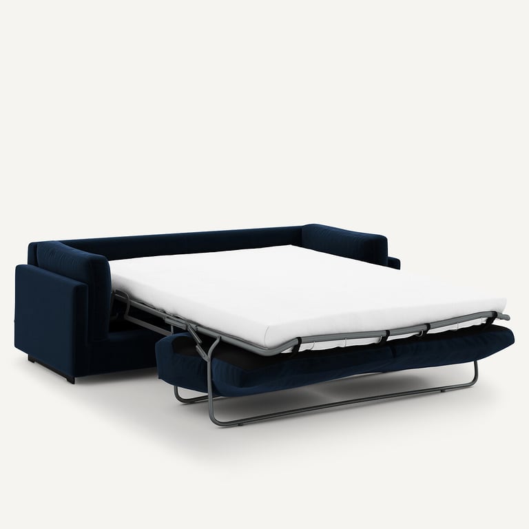 César canapé convertible 3 places velours bleu - Vue supplémentaire 1