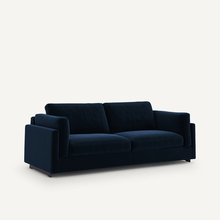 César canapé convertible 3 places velours bleu - Vue supplémentaire 2