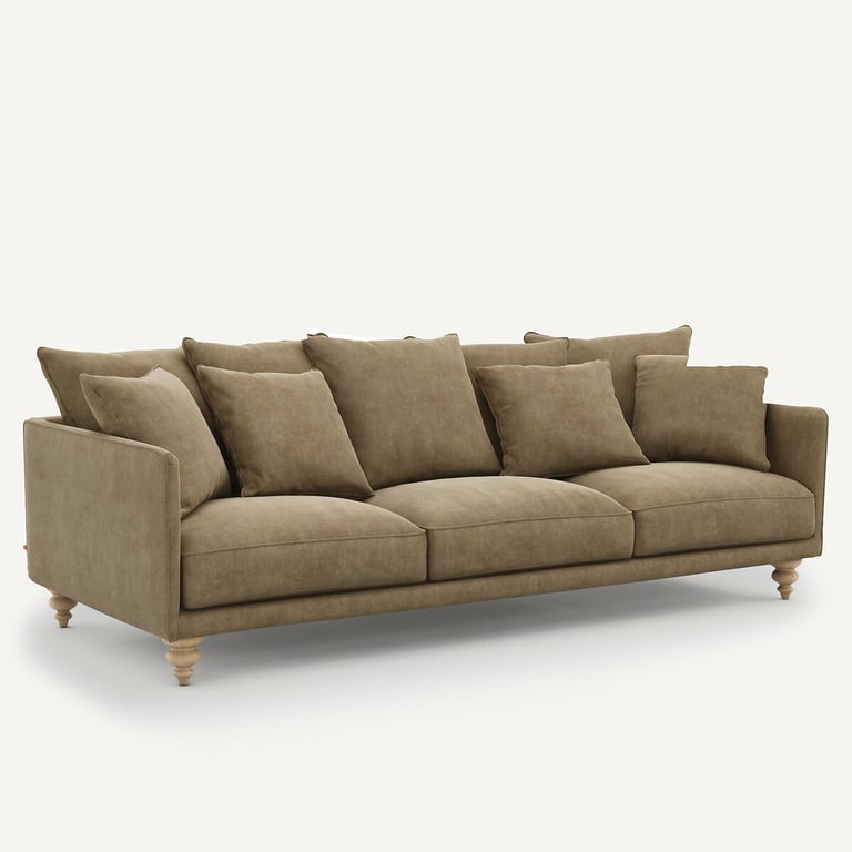 Lazare canapé 3 places velours stonewashed gris shiitaké - Vue supplémentaire 1