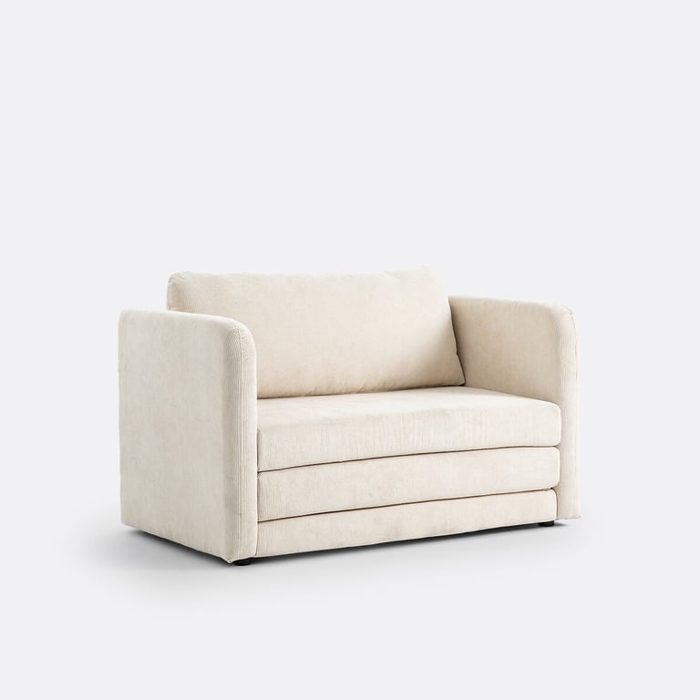 Hazel banquette-lit convertible 1 place velours côtelé beige - Vue supplémentaire 2