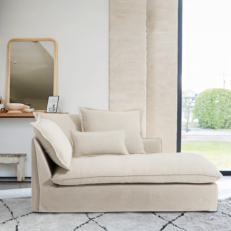 ODNA méridienne tissu beige - Vue supplémentaire 1