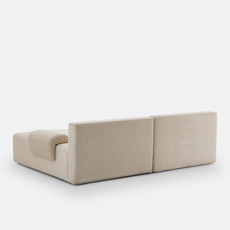 MAONA canapé d'angle convertible 3 places d'angle convertible avec coffre en velours côtelé beige - Vue supplémentaire 3