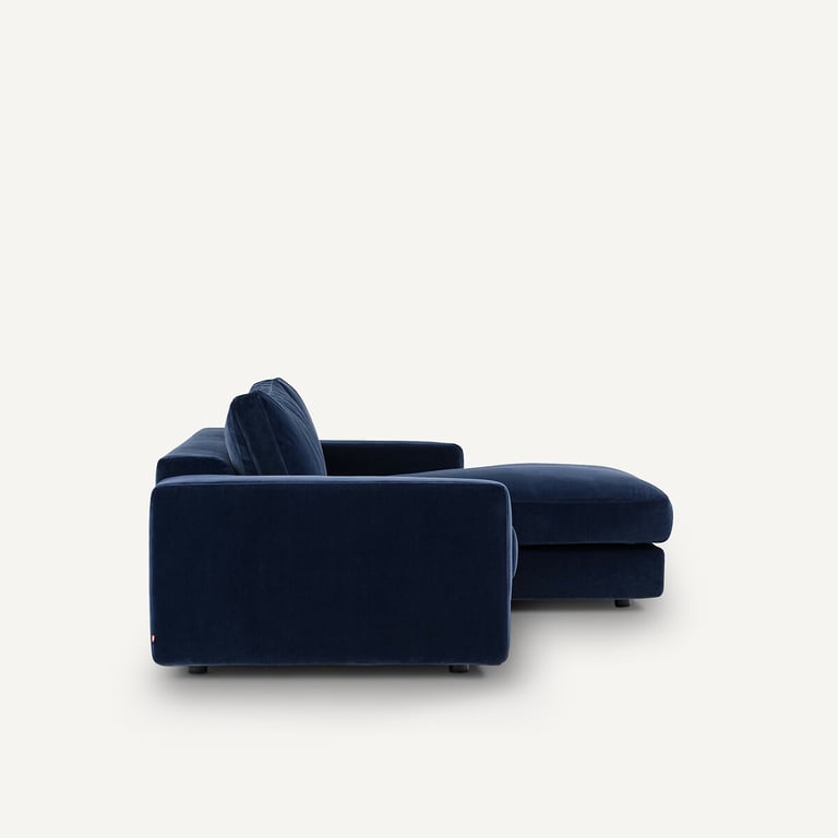 Skander canapé d'angle fixe 3 places velours bleu - Vue supplémentaire 2