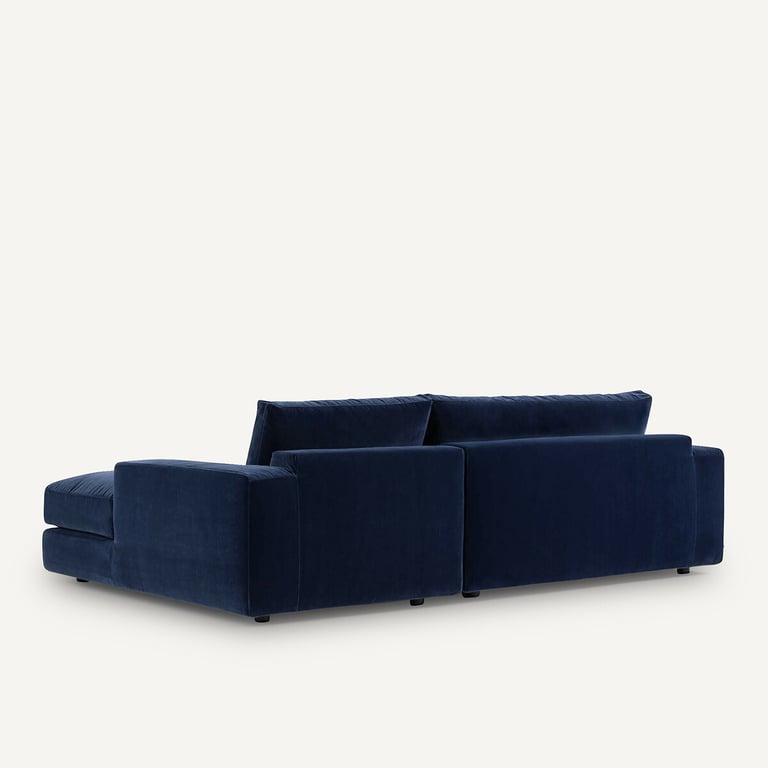 Skander canapé d'angle fixe 3 places velours bleu - Vue supplémentaire 3