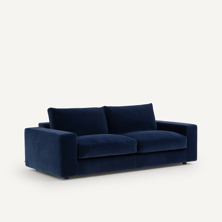 Skander canapé convertible 3 places velours bleu nuit - Vue supplémentaire 2