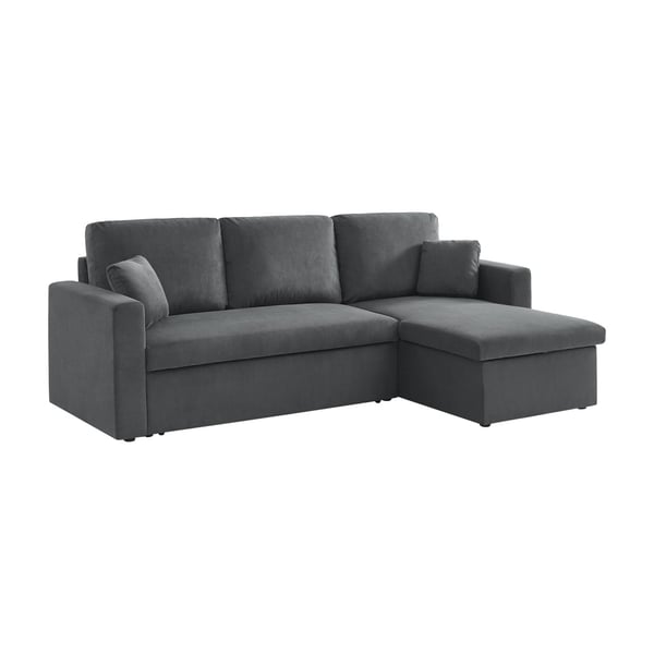 IDA canapé d'angle convertible 3 places velours côtelé gris