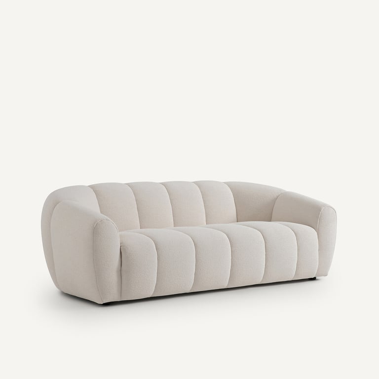 Tylan canapé 3 places tissu chenille blanc - Vue supplémentaire 1