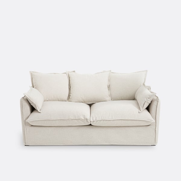 ODNA canapé convertible 3 places convertible déhoussable en polyester beige