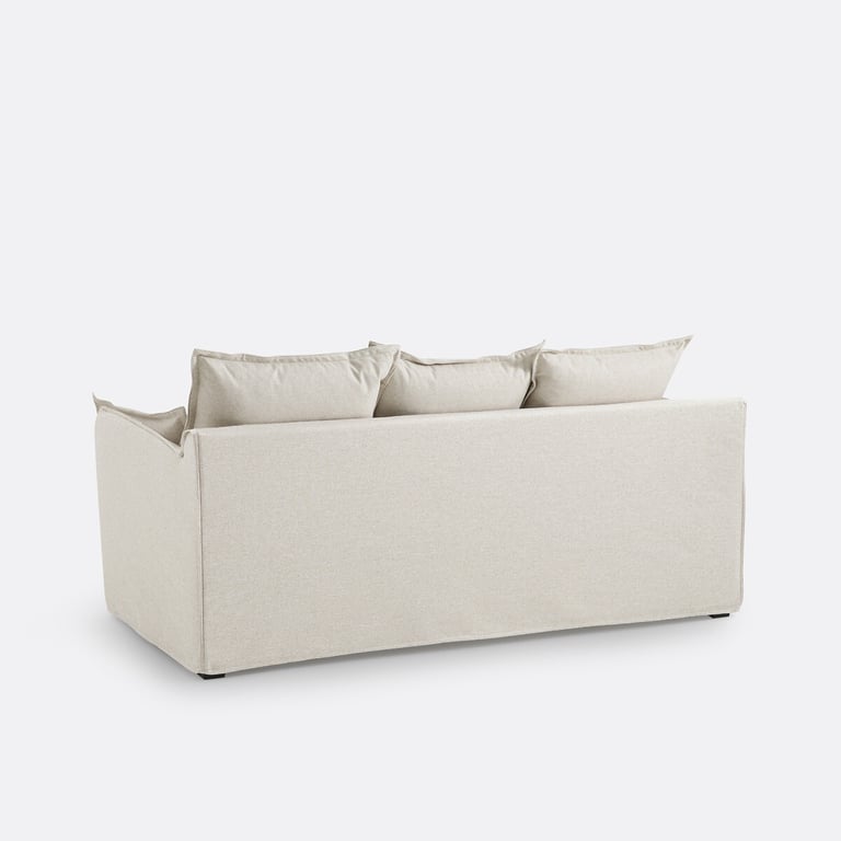 ODNA canapé convertible 3 places convertible déhoussable en polyester beige - Vue supplémentaire 2