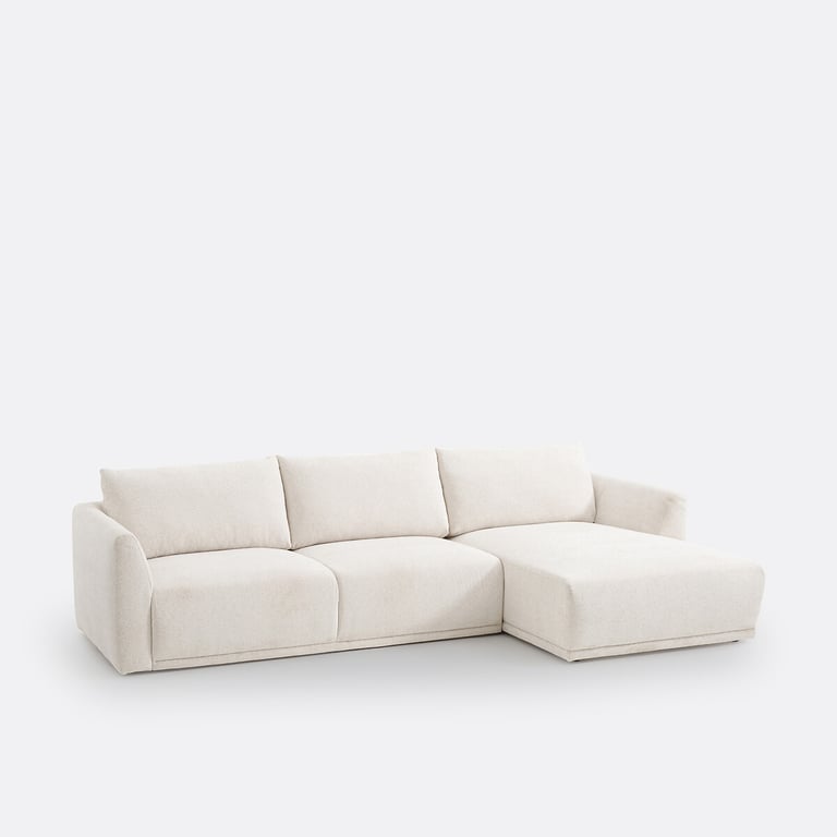 Lupita canapé d'angle fixe 3 places d'angle droit chenillé chiné beige - Vue supplémentaire 2