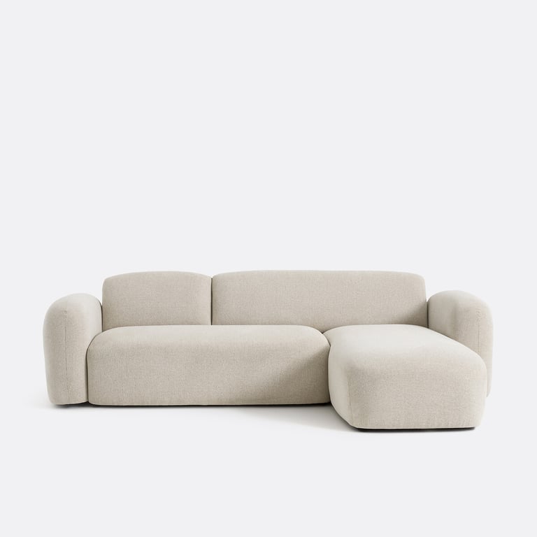 DANILO canapé d'angle fixe 3 places tissu texturé beige - Vue supplémentaire 1