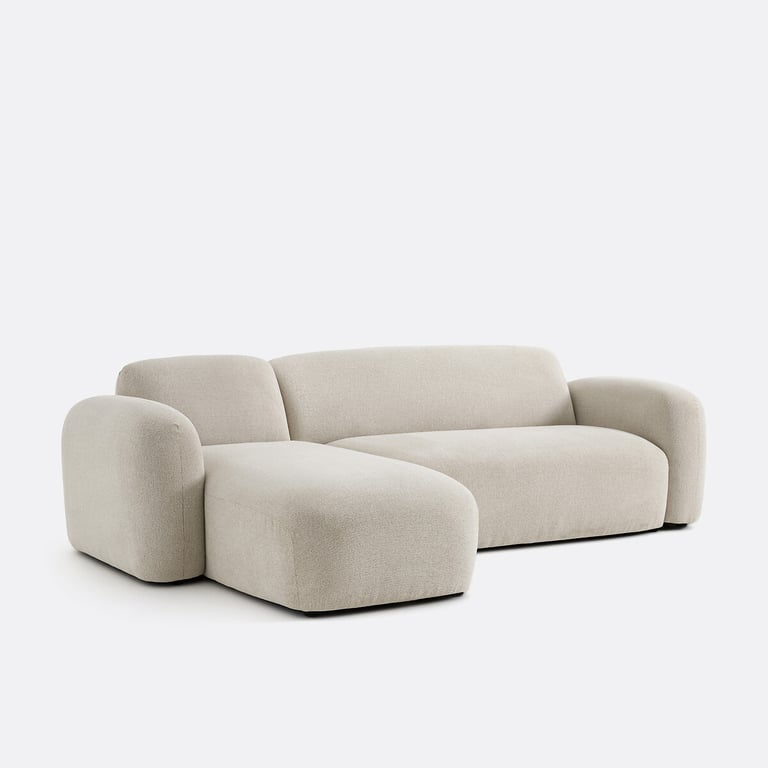 DANILO canapé d'angle fixe 3 places tissu texturé beige - Vue supplémentaire 2
