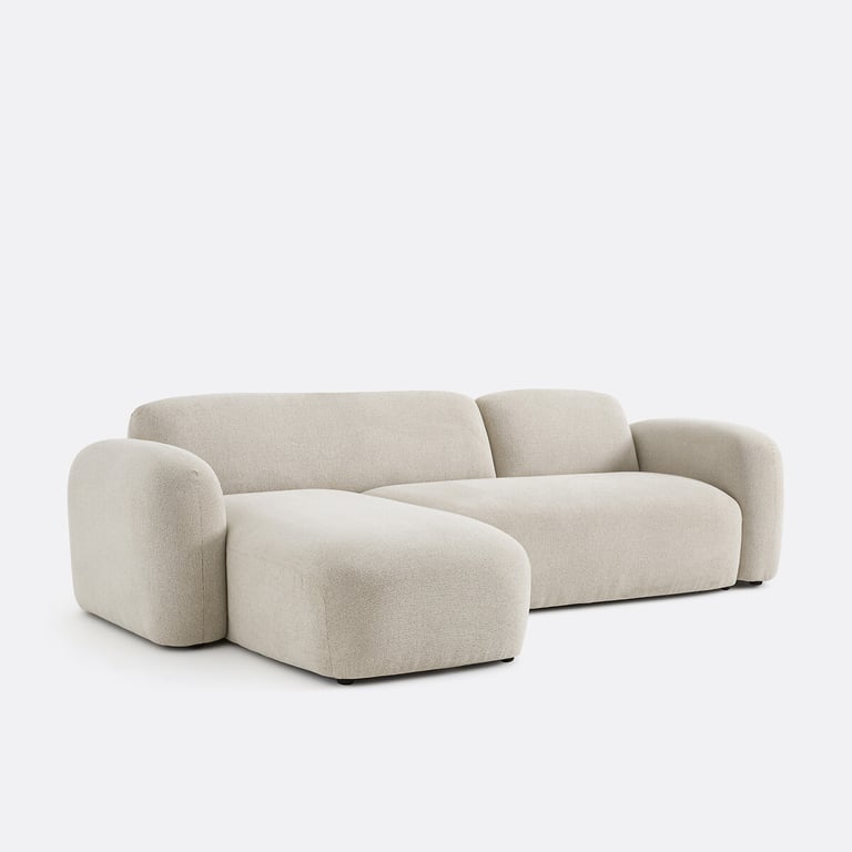 DANILO canapé d'angle fixe 3 places tissu texturé beige - Vue supplémentaire 3