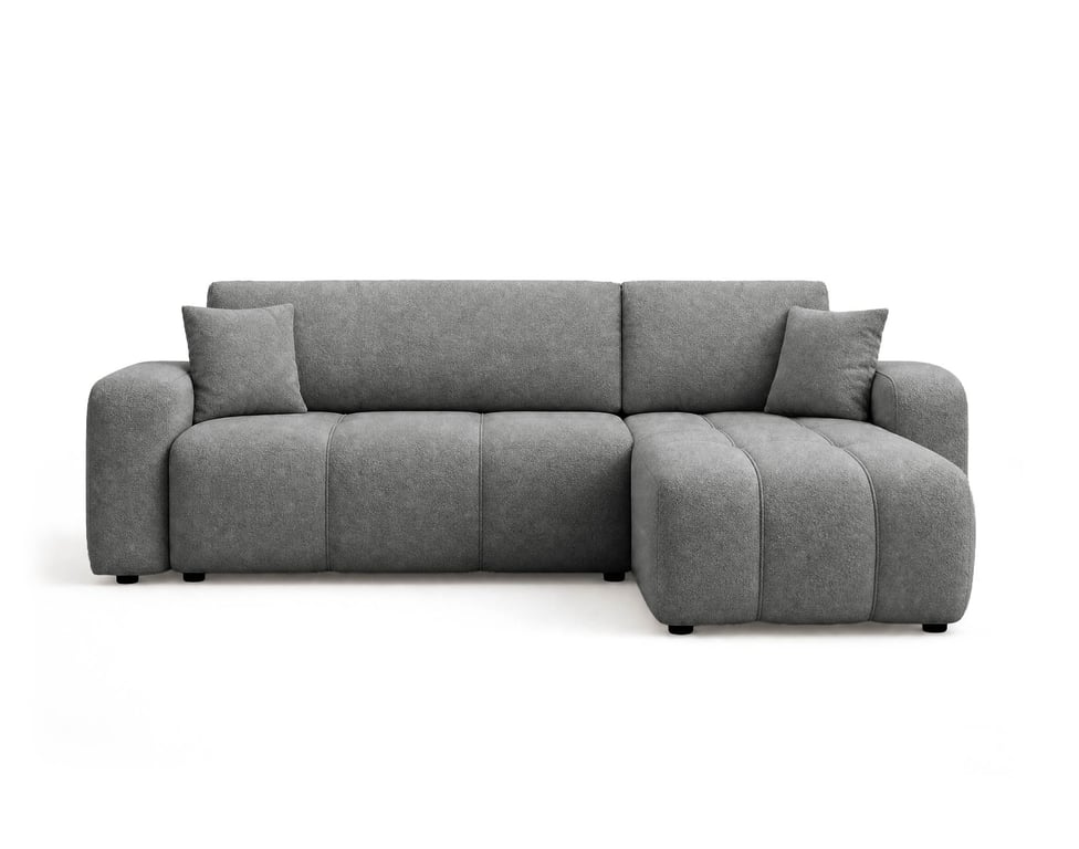 Nicole - Canapé d'angle convertible 4 places tissu gris - Vue supplémentaire 1