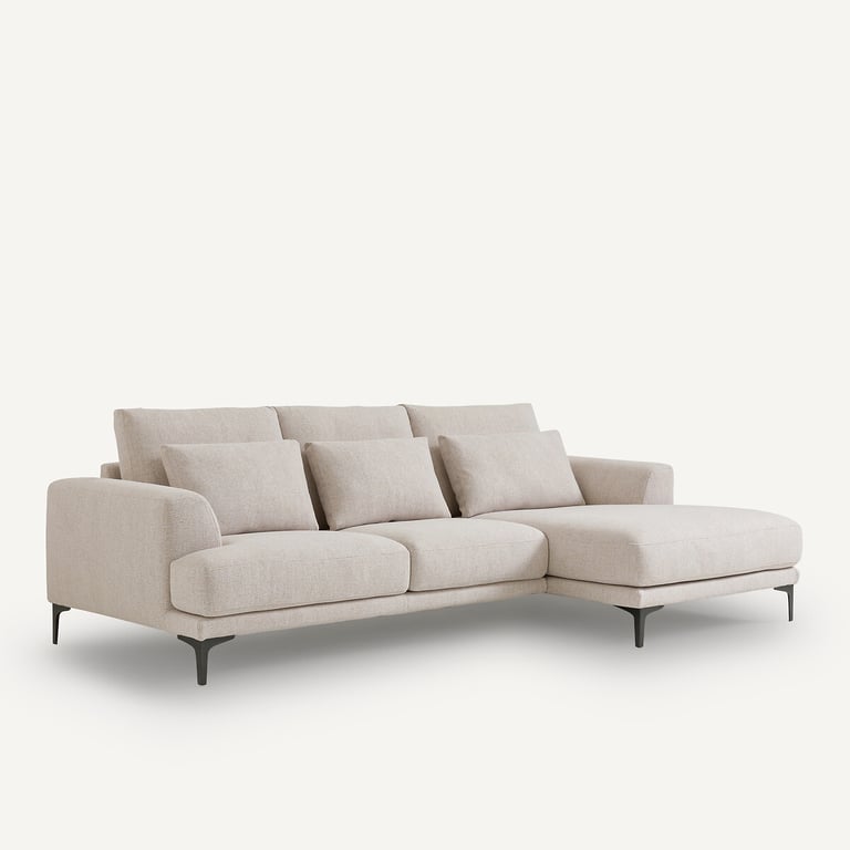 Marsile canapé d'angle droit 3 places tweedé beige - Vue supplémentaire 1