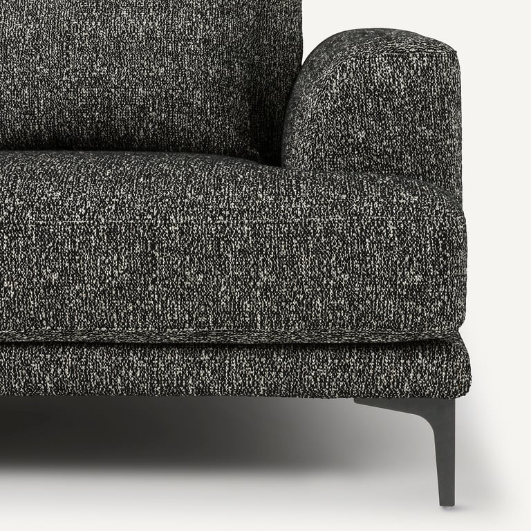 Marsile canapé d'angle fixe tissu bouclette noir - Vue supplémentaire 1